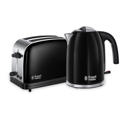 Stainless Steel Black Kettle and 2 Slice Toaster Set