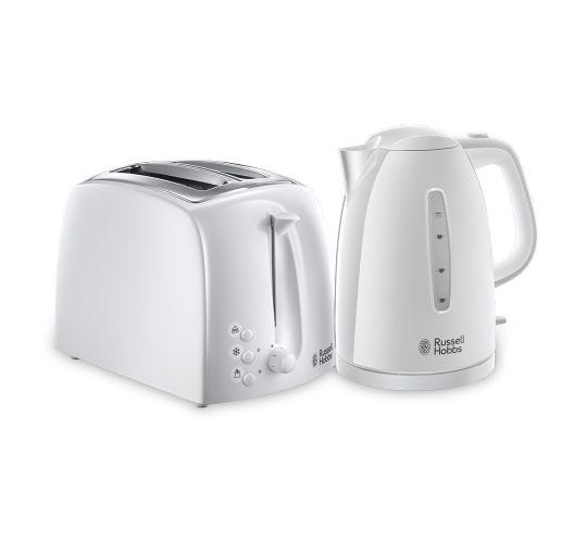 Textures White Kettle and 2 Slice Toaster Set