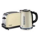 Quiet Boil Cream Kettle and Stainless Steel 2 Slice Toaster Set