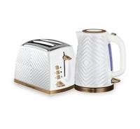 Groove White Kettle and Toaster Set 2 Slice